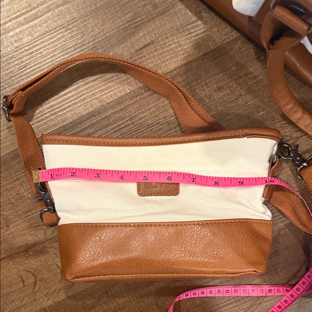 3 piece weekend faux leather and canvas travel set - Picture 7 of 14
